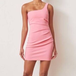 Mini pink one shoulder cocktail dress